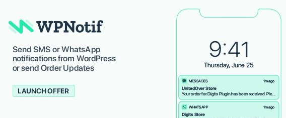 WPNotif v3.3 – WordPress 短信和 WhatsApp 通知